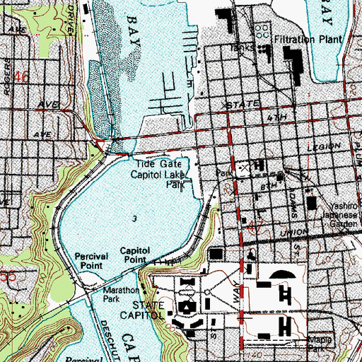 Topographic Map of Capitol Lake Park, WA