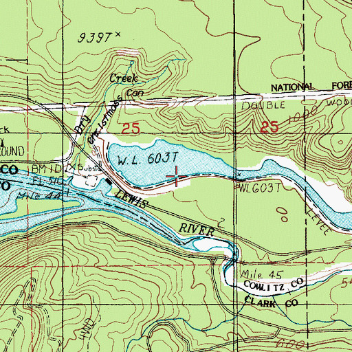 Topographic Map of Swift Number Two Dam, WA
