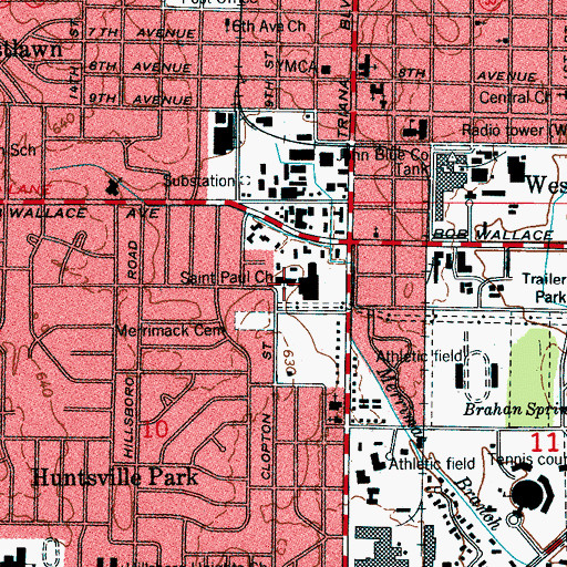 Topographic Map of Saint Paul United Methodist Church, AL