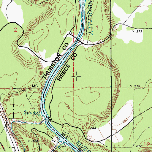 Topographic Map of Oxbow Lake Dam, WA