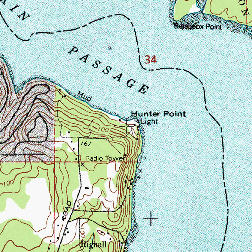 Topographic Map of Hunter Point, WA