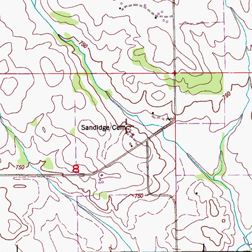 Topographic Map of Sandidge Cemetery, AL