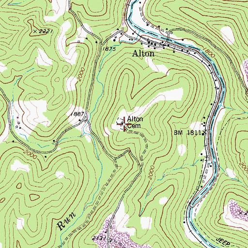 Topographic Map of Alton Cemetery, WV