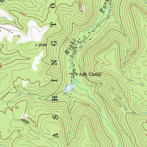 Topographic Map of Ash Camp, WV