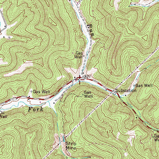 Topographic Map of Aspinall Run, WV