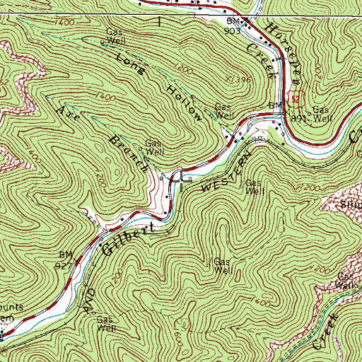 Topographic Map of Axe Branch, WV