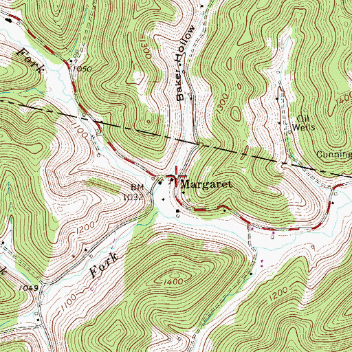 Topographic Map of Baker Hollow, WV