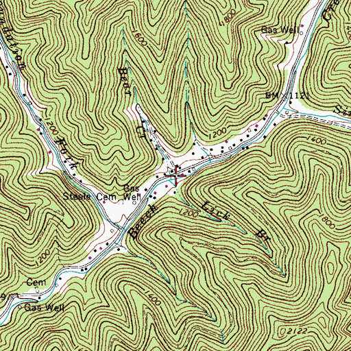 Topographic Map of Bear Creek, WV