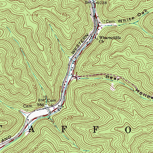 Topographic Map of Bear Hollow, WV