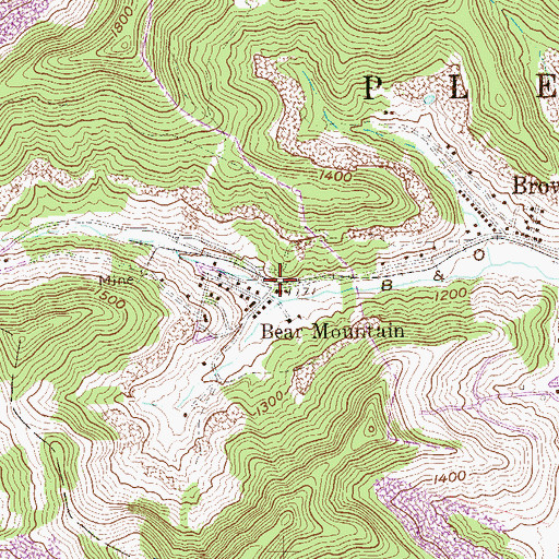 Topographic Map of Bear Mountain, WV