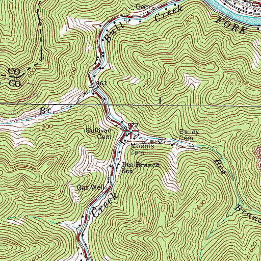 Topographic Map of Bee Branch, WV