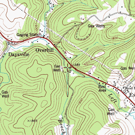 Topographic Map of Beech Run, WV