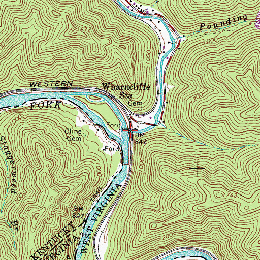 Topographic Map of Ben Creek, WV