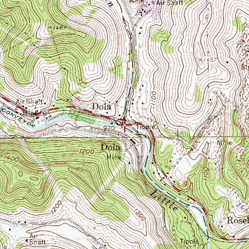 Topographic Map of Bennett Run, WV
