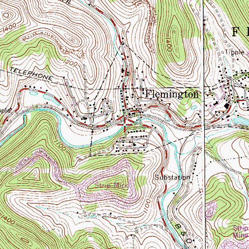 Topographic Map of Berry Run, WV