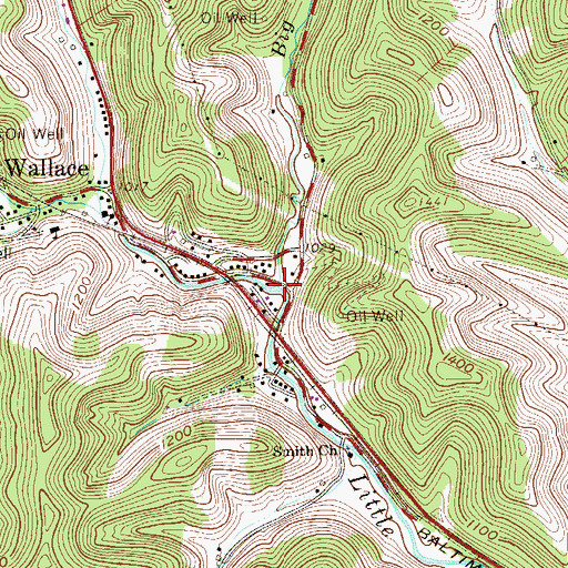 Topographic Map of Big Elk Creek, WV
