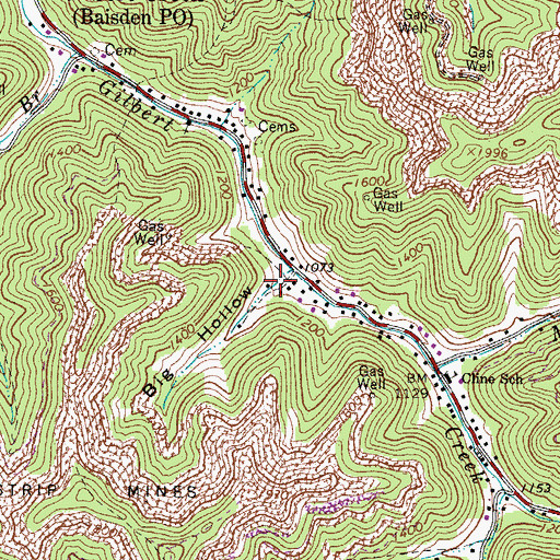 Topographic Map of Big Hollow, WV