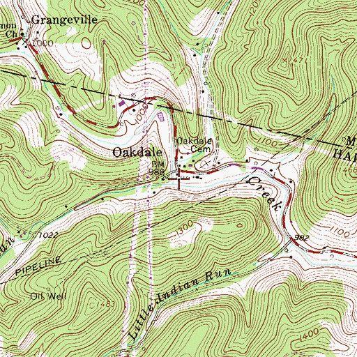 Topographic Map of Big Indian Run, WV