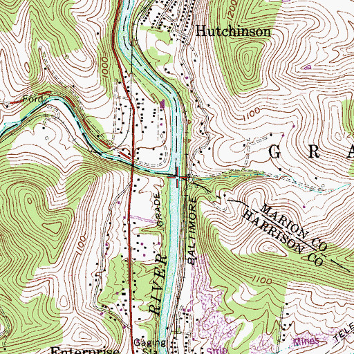 Topographic Map of Bingamon Creek, WV