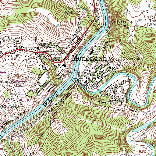 Topographic Map of Booths Creek, WV