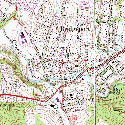 Topographic Map of Bridgeport, WV
