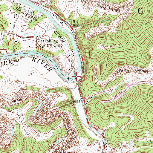 Topographic Map of Browns Creek, WV