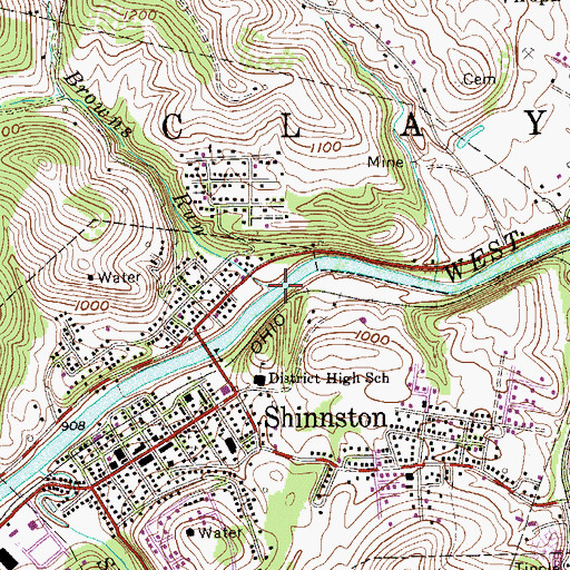 Topographic Map of Browns Run, WV