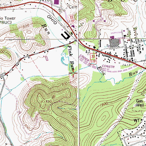 Topographic Map of Brushy Fork, WV