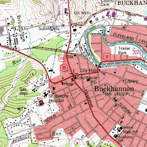 Topographic Map of Buckhannon, WV