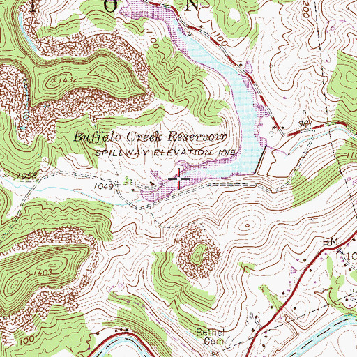 Topographic Map of Buffalo Creek Reservoir, WV