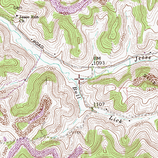 Topographic Map of Bull Lick, WV