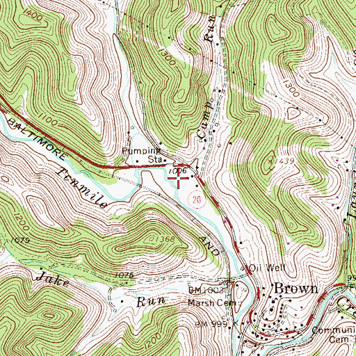Topographic Map of Camp Run, WV