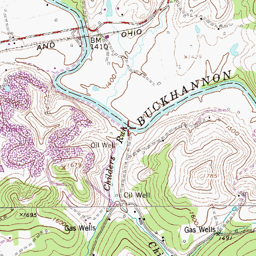 Topographic Map of Childers Run, WV