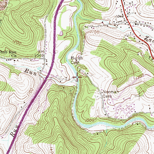 Topographic Map of Chub Run, WV
