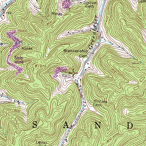 Topographic Map of Cline Cemetery, WV