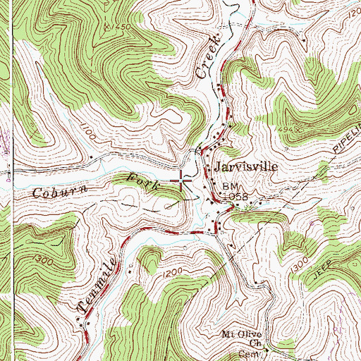 Topographic Map of Coburn Fork, WV