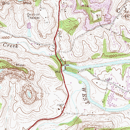 Topographic Map of Coburns Creek, WV
