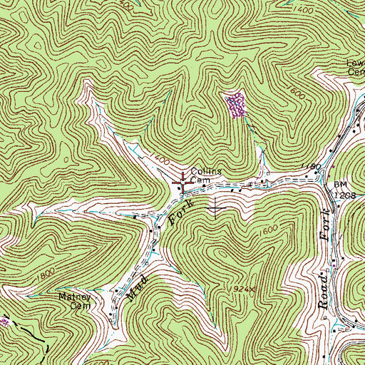 Topographic Map of Collins Cemetery, WV