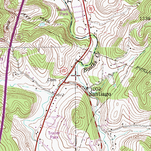 Topographic Map of Corbin Branch, WV