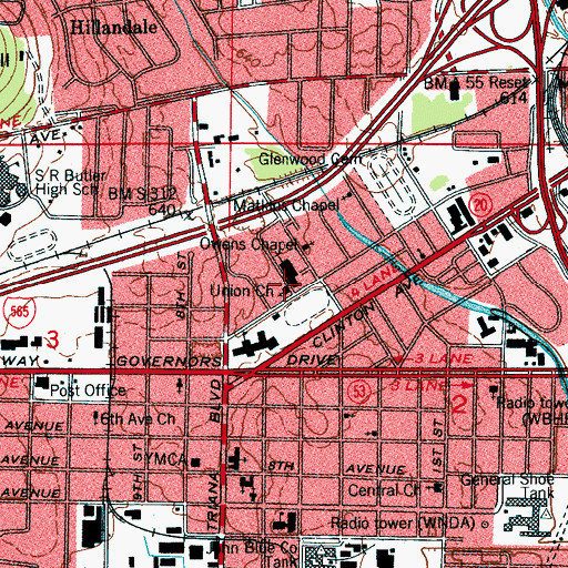 Topographic Map of Union Hill Cumberland Presbyterian Church, AL