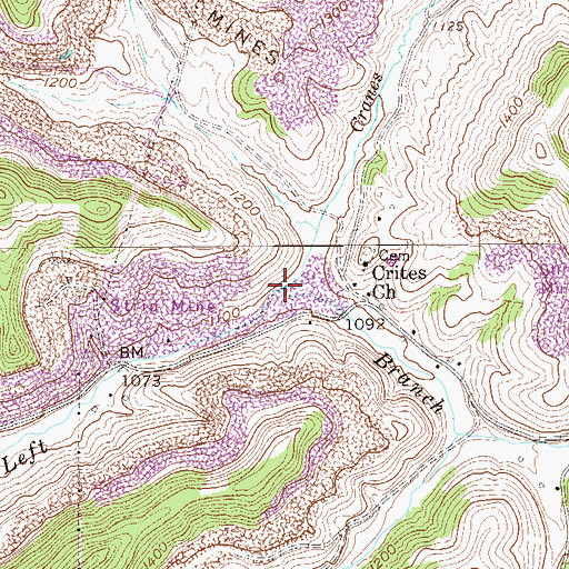 Topographic Map of Cranes Fork, WV