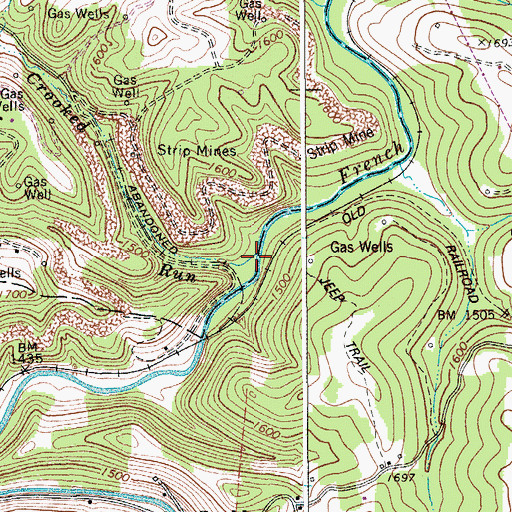 Topographic Map of Crooked Run, WV