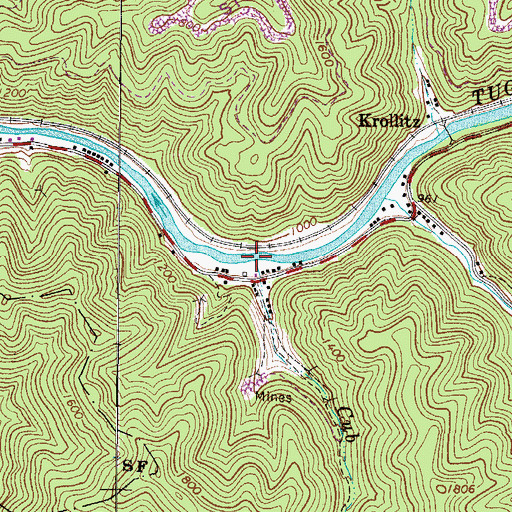 Topographic Map of Cub Creek, WV