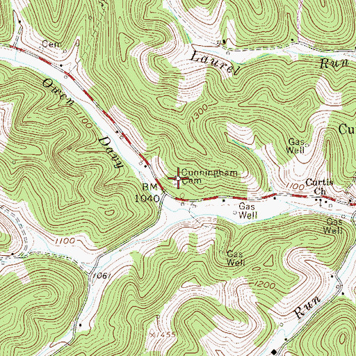 Topographic Map of Cunningham Cemetery, WV