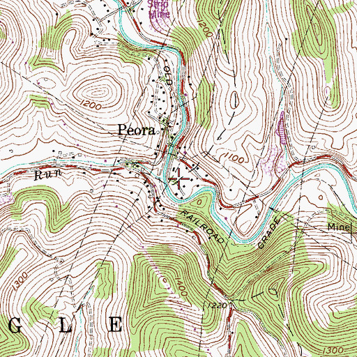 Topographic Map of Cunningham Run, WV