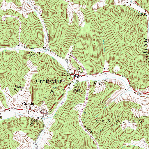 Topographic Map of Curtisville, WV