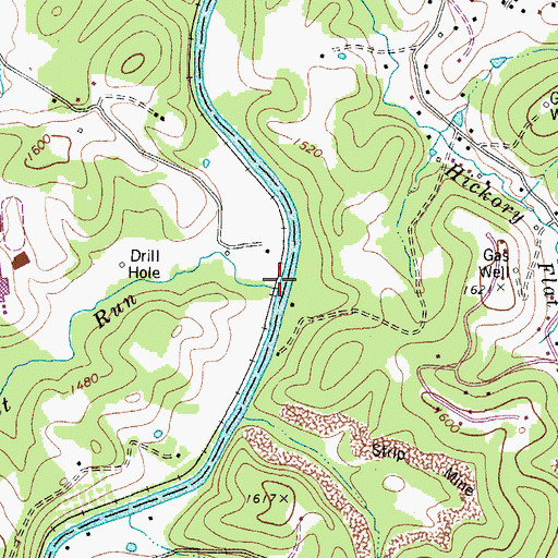 Topographic Map of Cutright Run, WV