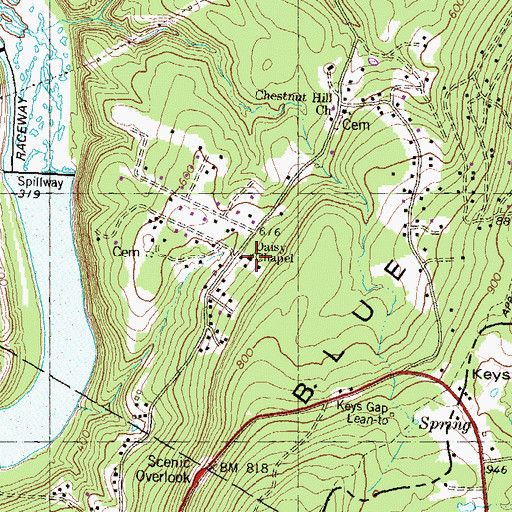 Topographic Map of Daisy Chapel, WV