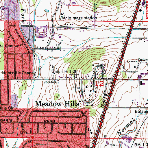 Topographic Map of Union Hill Primitive Baptist Church, AL