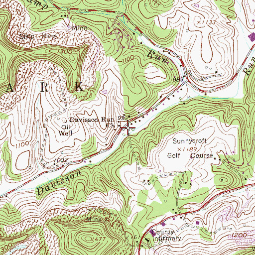 Topographic Map of Davisson Run Church, WV